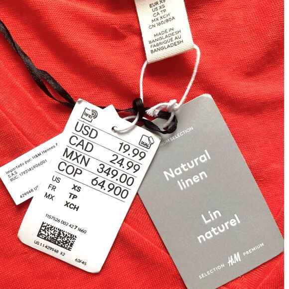 Lot of 2 Spring Summer Linen Tops Short Sleeve Shirt Tank Top H&M Design Lab XS - Picture 5 of 8